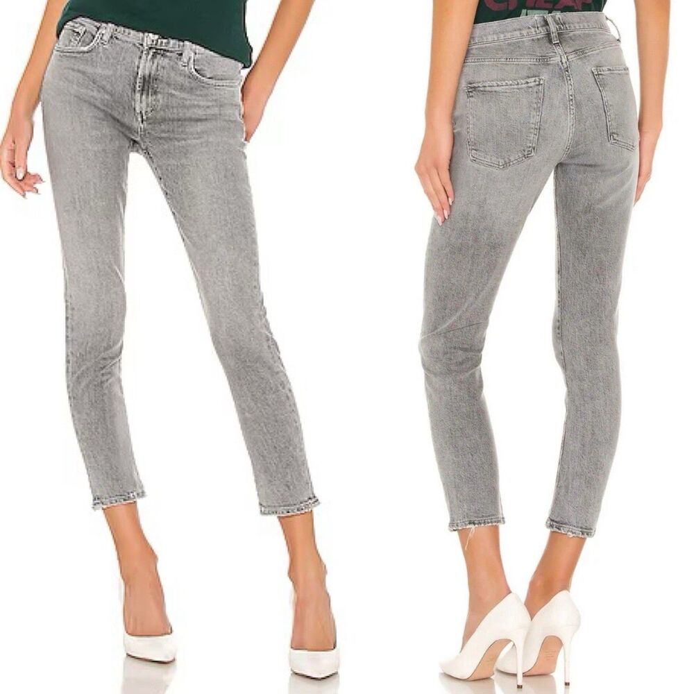 AGOLDE Jeans Toni Slim Straight Crop Jeans in Mirror Distressed Womens Size 27